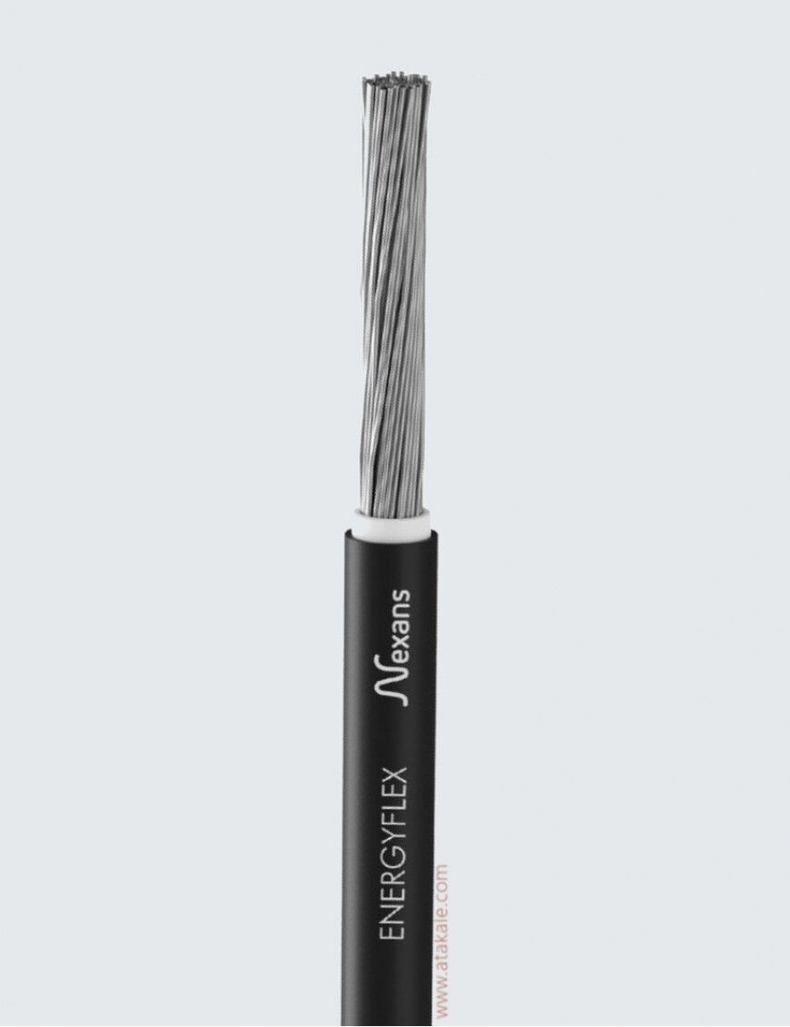 Nexans (Siyah)6mm² Solar Kablo Fotovoltaik Güneş Paneli Kablosu PVI1-F Çift İzoleli TUV TSE Halojen Free Kalay Kaplı